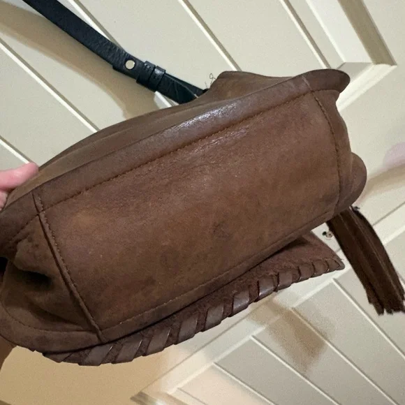 All Saints Brown Leather Whipstitch Crossbody Bag - Picture 3 of 4